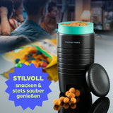 GOURMETmaxx Snackspender 15 x 7,7 cm schwarz/mint im 2er-Set für stilvolles, sauberes Snacken beim Gaming oder Home-Office.