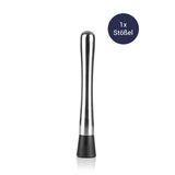 TURM GIN Cocktail Shaker Set 10-tlg. Edelstahl Stößel zum Zerdrücken von Zutaten im Set mit Holzständer zur Aufbewahrung.