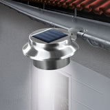 EASYmaxx Solar Dachrinnenleuchten in Edelstahl, 3er-Set, mit Solarpanel, 3 kaltweißen LEDs und einfachem Anbringen an Dachrinne.