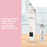 VITALmaxx Porenreiniger Professional 6in1 - weiß mit 3 Intensitätsstufen, 6 Aufsätzen und sanfter Vakuumtechnologie gegen Pickel und Mitesser.