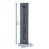 Hoberg LED Beton-Schild mit "Willkommen" in Beton-Optik, kabellos, wetterbeständig, mit Timer und LED-Lichterkette, 78x20x15 cm.