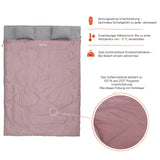 Where Tomorrow Doppelschlafsack mit Tragetasche 2-Personen, wasserabweisend, atmungsaktiv, 190x150 cm, Rosé, bis -5 °C geeignet