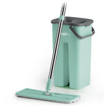 MAXXMEE Wischmopp Easy Mopp mit 4l Eimer in türkis/grau und integriertem Auswring-Mechanismus für schonendes Wischen.