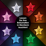 EASYmaxx LED-Leuchtkasten Stern mit 173 Buchstaben & 150 Moodjis, Farbwechsel, kabellos, für individuelle Stern-Botschaften.