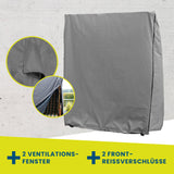Hoberg Strandkorb Schutzhülle L/XL grau, wasserfest, UV-beständig, mit 2 Ventilationsfenstern und 2 Front-Reißverschlüssen.