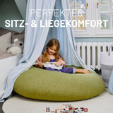 LUMALAND Sitzsack Interior Line 300l Füllung in Aquamarin, runder Indoor Sitzsack mit weichem, leinenartigem Bezug, 120x80x75 cm.