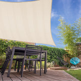 LUMALAND Sonnensegel Rechteckig cremefarben als wetterbeständiger Sonnenschutz mit Befestigungsseilen im Garten und auf der Terrasse.