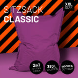LUMALAND Sitzsack Classic XXL (380 L) lila, für drinnen & draußen, 2in1 Sitz- und Liegekomfort, pflegeleicht, mit verdecktem Reißverschluss.