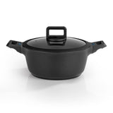 N8WERK Aluguss-Kochtopf 24 cm mit Heat Indicator, Ilag-Ultimate-Beschichtung, Silikon-Deckel, für alle Herdarten und Backofen bis 150 Grad.