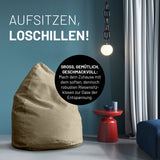 LUMALAND Luxury XL PLUS Sitzsack stylischer Beanbag in Beige mit 220L Füllung und extra starken Nähten, ideal für gemütliches Sitzen.
