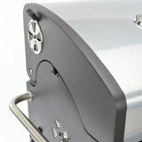 GRILLCHEF Holzkohlegrillwagen - 114 cm - silber/schwarz mit doppelwandigem Deckel und Thermometer, emaillierter Warmhalterost, Ascheschublade.