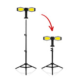 MAXXMEE LED-Strahler Universal mit höhenverstellbarem Stativ und 3 Leuchtmodi, kabellos für Innen- und Außenbereiche.