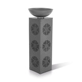 GARVIDA LED-Dekosäule Beton-Optik "Mandala" 87 cm mit LED-Beleuchtung und Pflanzschale für Garten, Terrasse, Balkon.