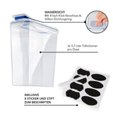 GOURMETmaxx Frischhaltedosen Klick-it hoch 8-tlg. weiß/blau, wasserdicht mit 4-fach Klickverschluss, 3,7L Volumen, inkl. 8 Sticker und Stift.