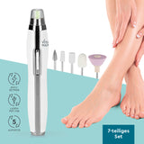 VITALmaxx Mani- & Pediküre-Set "Perfect Beauty Nail" mit 5 Aufsätzen für Maniküre und Pediküre zuhause, kabellos, USB-ladbar.