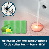 Abfluss-Fee Duftstein für LED-Abflussstopfen mit Apfel-Zitronen-Duft, reduziert Gerüche und verhindert Verstopfungen durch Haare und Seifenreste.