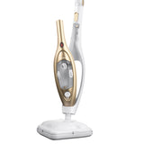 CLEANmaxx Dampfbesen mit Knickgelenk gold/weiß, abnehmbarer 300 ml Wassertank und Bürstenaufsatz für kleine Flächen