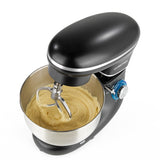 GOURMETmaxx Küchenmaschine schwarz mit 6 Geschwindigkeitsstufen, Turbofunktion und 5 l Edelstahl-Rührschüssel.