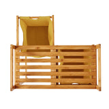 LUMALAND Bambus Wäschekorb mit 2 ausziehbaren gelben Wäschesäcken, 73 x 64 x 33 cm, stabil und pflegeleicht.