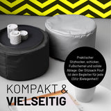 LUMALAND Sitzsack Pouf (50 L) in Schwarz, moderner multifunktionaler Sitzhocker, Ablage und Fußschemel für in- & outdoor.