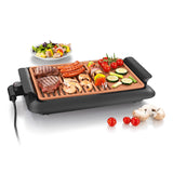 GOURMETmaxx Tischgrill rauchfrei schwarz/kupfer mit zwei Garbereichen und Keramik-Antihaftbeschichtung, ideal für Fleisch, Fisch und Gemüse.