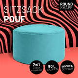 LUMALAND Sitzsack Pouf (50 L) in Aquamarin, vielseitig als Sitzhocker und Fußschemel für In- & Outdoor, pflegeleicht und langlebig.