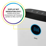 N8WERK Luftreiniger S - HEPA H14 mit Display und Farb-Indikatorlicht zur Anzeige der Feinstaubkonzentration (PM2,5) in Echtzeit.
