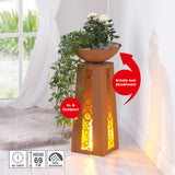 EASYmaxx LED-Dekosäule mit Flammeneffekt - Rost-Optik - 69 cm, batteriebetrieben, 6h Timer, für Indoor und Outdoor geeignet.