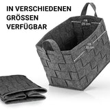 N8WERK Filz-Aufbewahrungstasche M 35x25x25 cm dunkelgrau, faltbar, robust mit Tragegriffen, schont Böden, vielseitig im Haushalt einsetzbar.