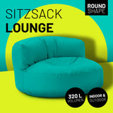 LUMALAND Sitzsack Lounge (320 L) türkis, modern, bequem, für Innen- und Außenbereiche, langlebig, pflegeleicht, mit verdecktem Reißverschluss.