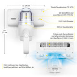 N8WERK Milbensauger mit Pulsrolle Moonlight White, UV-C-Licht, EPA 11-Filter, 200 ml Staubbehälter, starke Saugleistung, pulsierende Gummibürste.