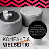 LUMALAND Sitzsack Pouf (50 L) - moderner, langlebiger grau Sitzhocker und Ablage für Innen- und Außenbereiche.