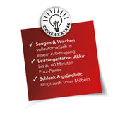 MAXXMEE Saugroboter - Bis zu 60 Minuten Einsatzzeit, saugt und wischt vollautomatisch, schlank für Reinigung unter Möbeln, weiß/schwarz.