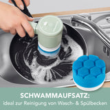 CLEANmaxx Akku-Reinigungsbürste Mint mit Schwammaufsatz, 2 Geschwindigkeitsstufen, kabellos für Waschbeckenreinigung.