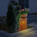 EASYmaxx LED-Dekosäule mit Planzschale Rost-Optik Mandala 59 cm beleuchtet mit Pflanzschale für Garten und Terrasse