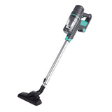 CLEANmaxx Akku-Zyklon-Staubsauger kabellos mit 2-Stufen-Saugkraftregulierung, 22.2V Akku und 600 ml Staubbehälter grau/türkis.