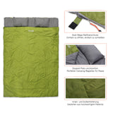 Where Tomorrow Doppelschlafsack mit Tragetasche, 2-Personen, 190x150 cm, dunkelgrün, wasserabweisend, komfortabel, Camping-Schlafsack
