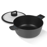 N8WERK Aluguss-Kochtopf mit Hitze Indikator ⌀28 cm 6 L, Deckel mit Silikonrand, 3-fach Ilag Ultimate, alle Herdarten geeignet.