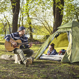 Where Tomorrow - Pop up Kuppelzelt für 3 Personen in Grau mit schnellem 10 Sek. Quick-up-Aufbau im Wald beim Camping.