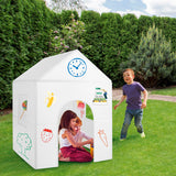 Imaginew Playhome Spielhaus Bauernhof & Kaufmannsladen zum Bemalen, Aufbauen und Spielen im Garten für Kinder, wiederverwendbar und erweiterbar.