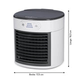MAXXMEE Luftkühler Kompakt weiß/grau mit 3 Leistungsstufen, UV-Licht und waschbarem Schwammverdunstungselement, kompakte Größe.