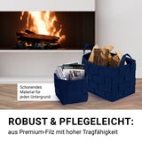N8WERK Filz-Aufbewahrungskorb S - 24x24x24 cm Dunkelblau, faltbar, robust, pflegeleicht, schonend für Laminat und Parkett.