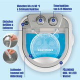 EASYmaxx Mini-Waschmaschine 260 Watt weiß/blau mit Schleuderfunktion, bis 60 °C waschen, Timer 0-15 Min, 10 Liter Fassungsvermögen.
