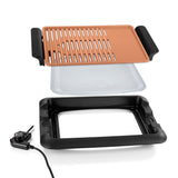 GOURMETmaxx Tischgrill rauchfrei schwarz/kupfer mit zwei Grillbereichen, keramischer Antihaftbeschichtung und Fettauffangschale, max. 220 °C.
