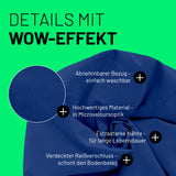 LUMALAND Luxury XL PLUS Sitzsack royalblau mit abnehmbarem Bezug, Microveloursoptik, extrastarken Nähten und verdecktem Reißverschluss.