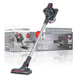 CLEANmaxx Akku-Zyklon-Staubsauger anthrazit/pink mit 3-fach-Filter, Saugkraft-Regulierung und Power Rotation Bodendüse.