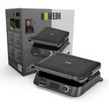 N8WERK Waffeleisen - robustes Waffeleisen mit 5 Programmen, LCD-Display und Antihaftbeschichtung für belgische Waffeln in unter 4 Minuten.