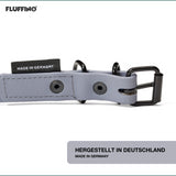 FLUFFINO® Hundehalsband aus BioThane - 5-fach verstellbar, Größe M 37-45 cm, veganer lederersatz, Made in Germany, grau.