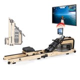 FitEngine klappbares Wasser-Rudergrät 2.0 - Brown aus Eschenholz mit Klappfunktion und Kinomap-kompatiblem Wireless-Training.