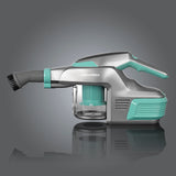 CLEANmaxx Akku-Zyklon-Staubsauger türkis/grau mit leicht entleerbarem Schmutzbehälter und Zubehör für verschiedene Anwendungen.